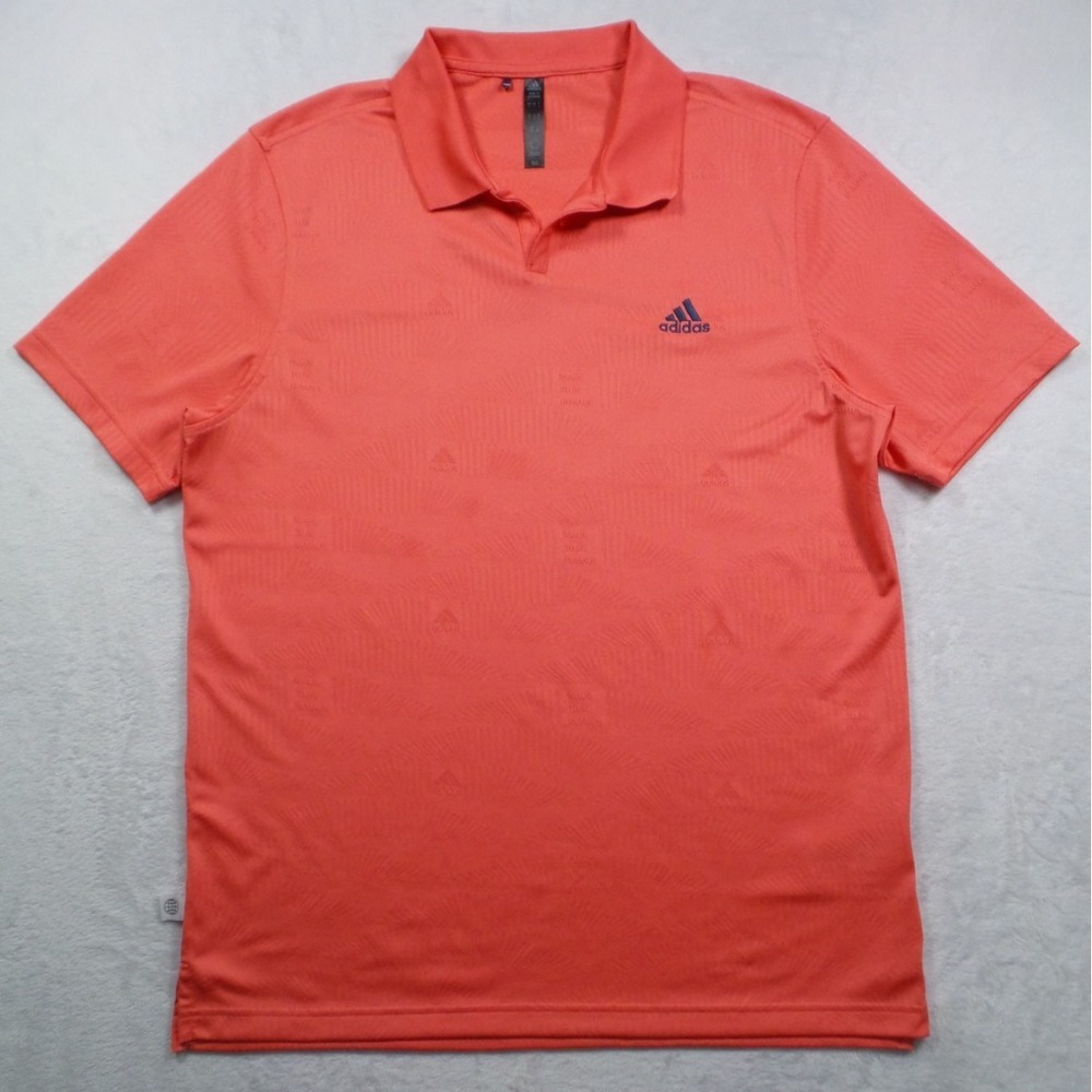 Adidas Golf Shirt Mens Size Large Orange Polo Short Sleeve Remade Comfort